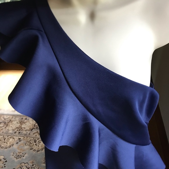 Eliza j off shoulder blue dress with ruffle - Picture 2 of 7